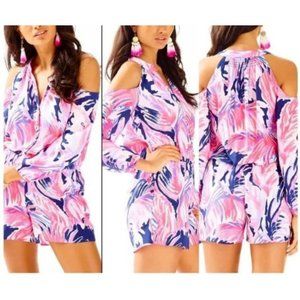 Lilly Pulitzer Romper XS NWT Sunny Shoulder Silk Elsa Paradise Point $198
